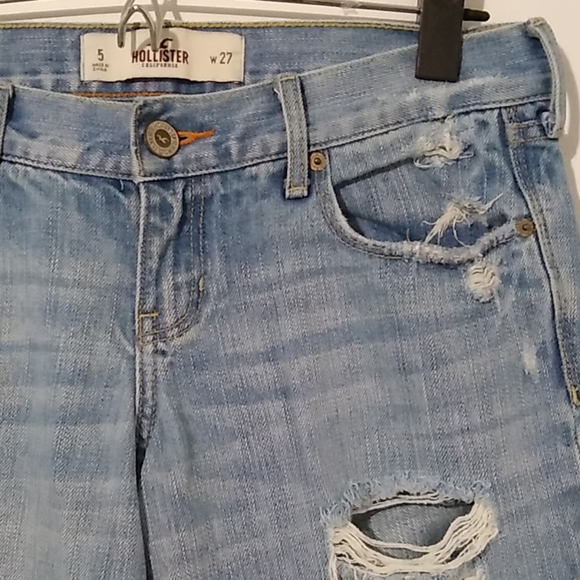 Hollister Light Wash Distressed Boyfriend Jeans 27 - Picture 2 of 6